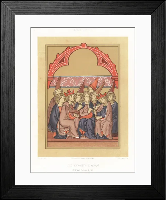 Framed Print : Adam with his male descendants, 13th century Framed Print : Adam with his male descendants, 13th century