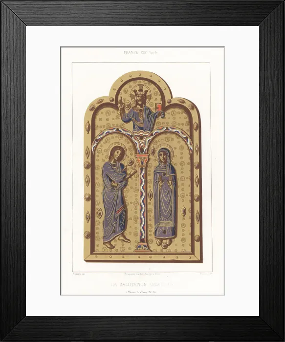 Framed Print : Angelic salute in enamel on copper, France, 13th century
