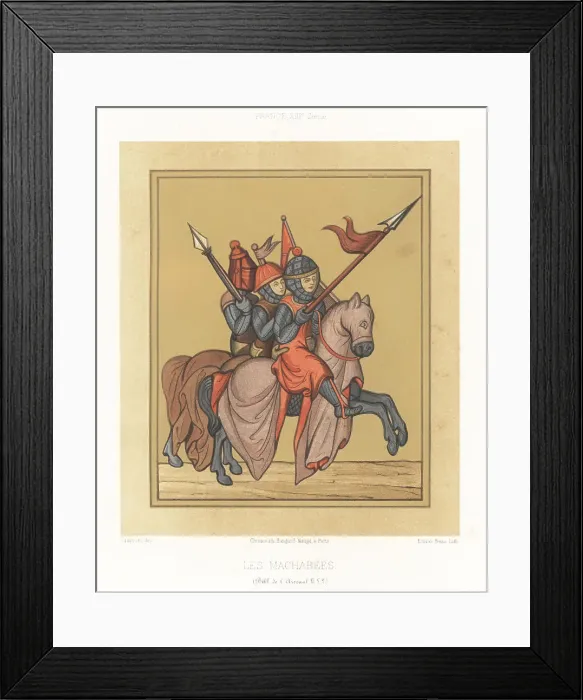 Framed Print : Maccabees in armour on horseback, 13th century Framed Print : Maccabees in armour on horseback, 13th century