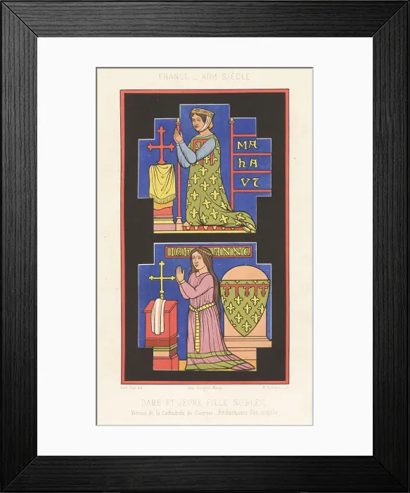 Framed Print : Mahaut, Countess of Boulogne, and her daughter Joan, 13th C Framed Print : Mahaut, Countess of Boulogne, and her daughter Joan, 13th C