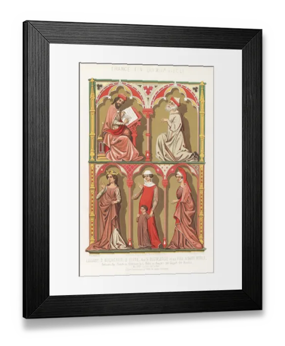 Framed Print : French costumes from the end of the 13th century Framed Print : French costumes from the end of the 13th century