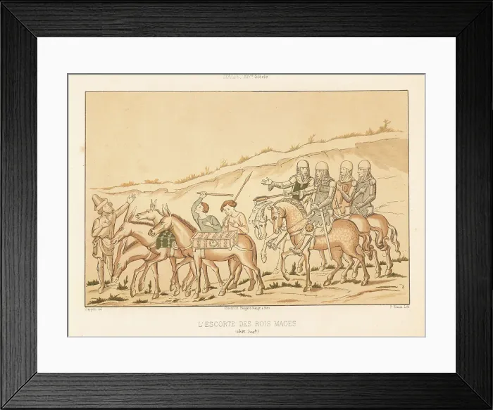 Framed Print : Escort of the three WIse Men, 14th century Italian manuscript Framed Print : Escort of the three WIse Men, 14th century Italian manuscript