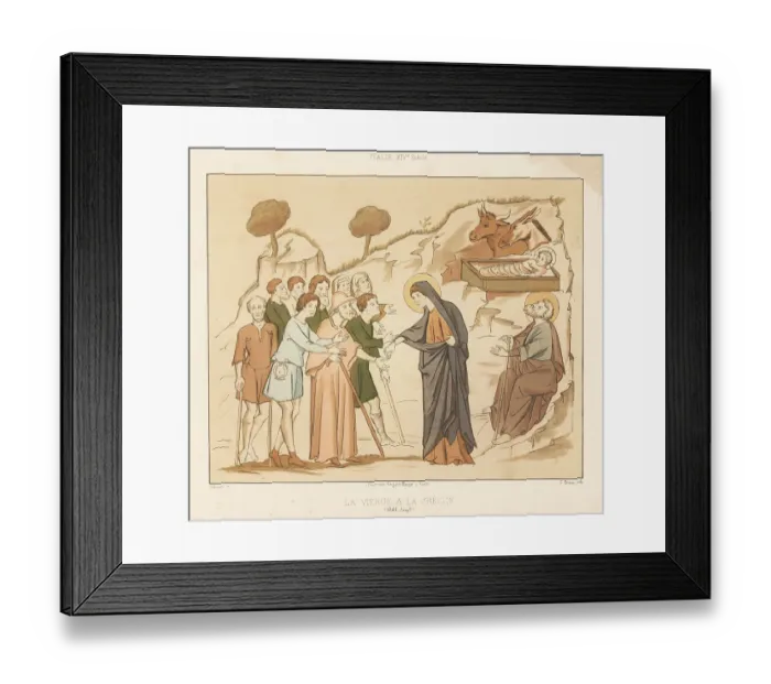 Framed Print : The Virgin Mary giving alms to unfortunates at the manger Framed Print : The Virgin Mary giving alms to unfortunates at the manger