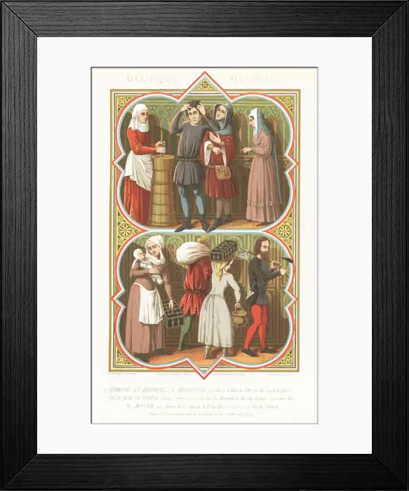 Framed Print : Costumes of Belgium in the 14th century Framed Print : Costumes of Belgium in the 14th century