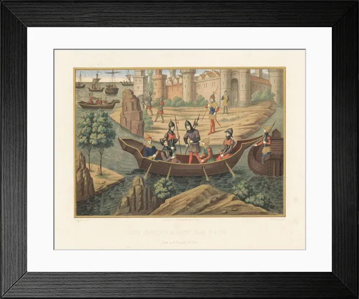 Framed Print : French crusader knights return to Acre after a raid, 1160s Framed Print : French crusader knights return to Acre after a raid, 1160s