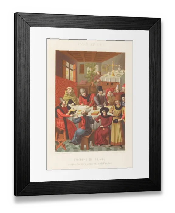 Framed Print : French bourgeois paying income taxes, 15th century Framed Print : French bourgeois paying income taxes, 15th century