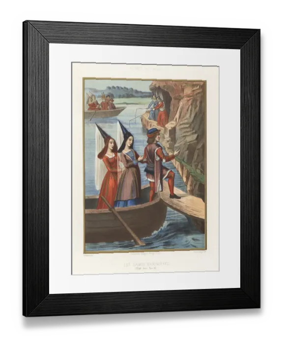 Framed Print : Ferry women bring Cuer d'Amour to shore, 15th century Framed Print : Ferry women bring Cuer d'Amour to shore, 15th century