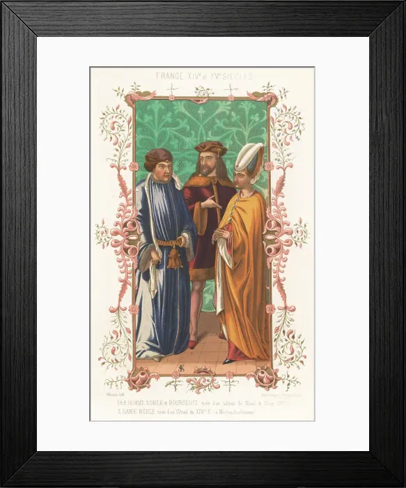 Framed Print : French costumes of the 14th and 15th century Framed Print : French costumes of the 14th and 15th century