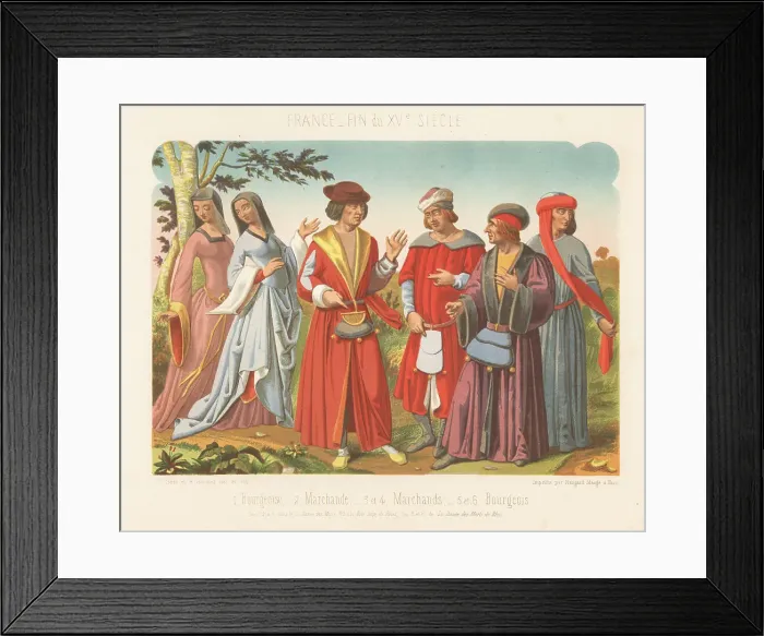 Framed Print : French costumes, end of the 15th century Framed Print : French costumes, end of the 15th century
