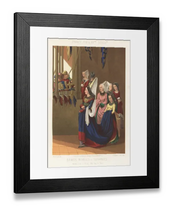 Framed Print : Noble women and their maids, France, 15th century Framed Print : Noble women and their maids, France, 15th century