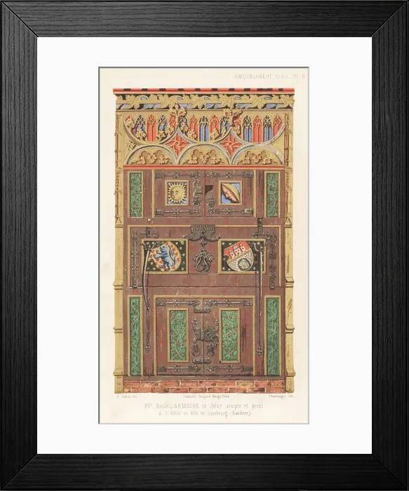 Framed Print : Oak wardrobe from Luneburg town hall, 15th century Framed Print : Oak wardrobe from Luneburg town hall, 15th century