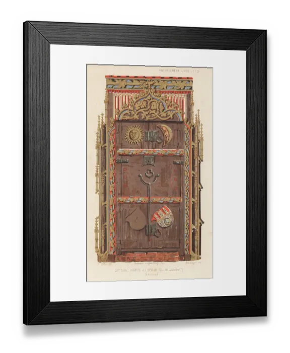 Framed Print : Wooden door from Luneburg town hall, 15th century Framed Print : Wooden door from Luneburg town hall, 15th century