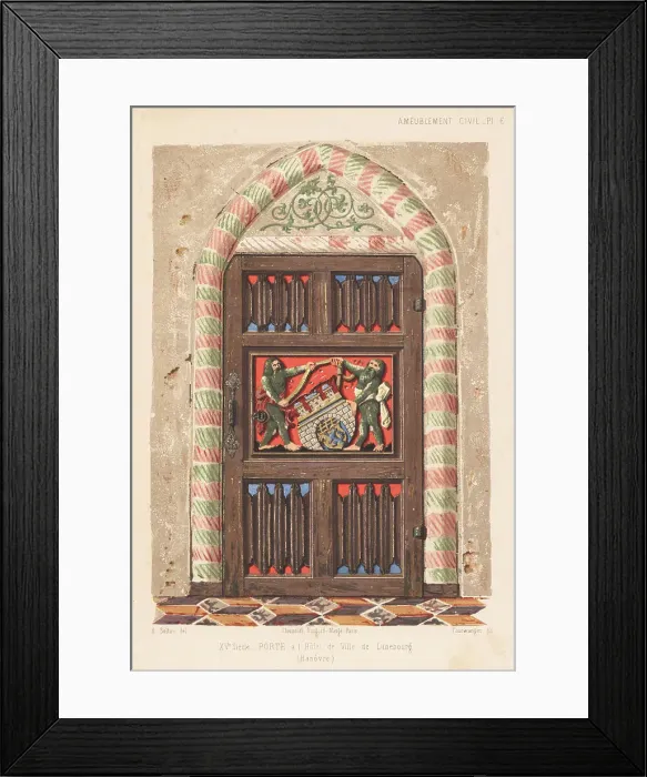 Framed Print : Wooden door from Luneburg town hall, 15th century Framed Print : Wooden door from Luneburg town hall, 15th century