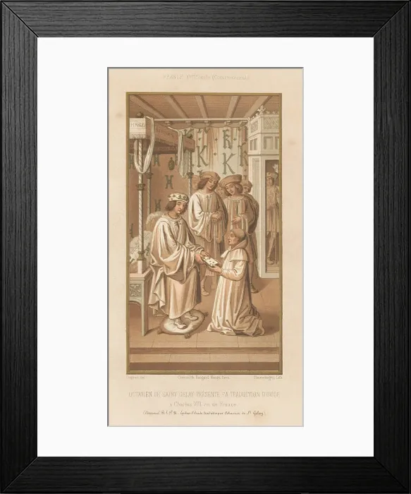 Framed Print : Octavien de Saint-Gelais and King Charles VIII, 16th century Framed Print : Octavien de Saint-Gelais and King Charles VIII, 16th century