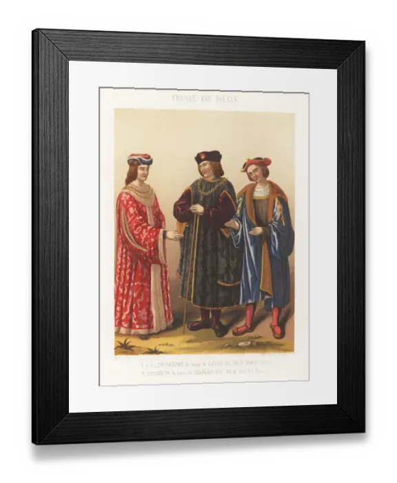 Framed Print : Costume of French aristocrats, 16th century Framed Print : Costume of French aristocrats, 16th century