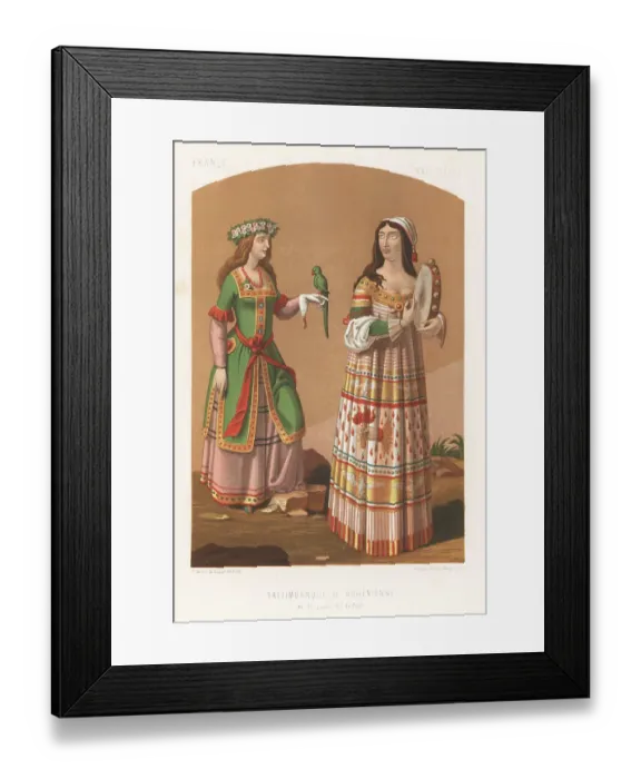 Framed Print : Street performer and Bohemian woman, 16th century Framed Print : Street performer and Bohemian woman, 16th century