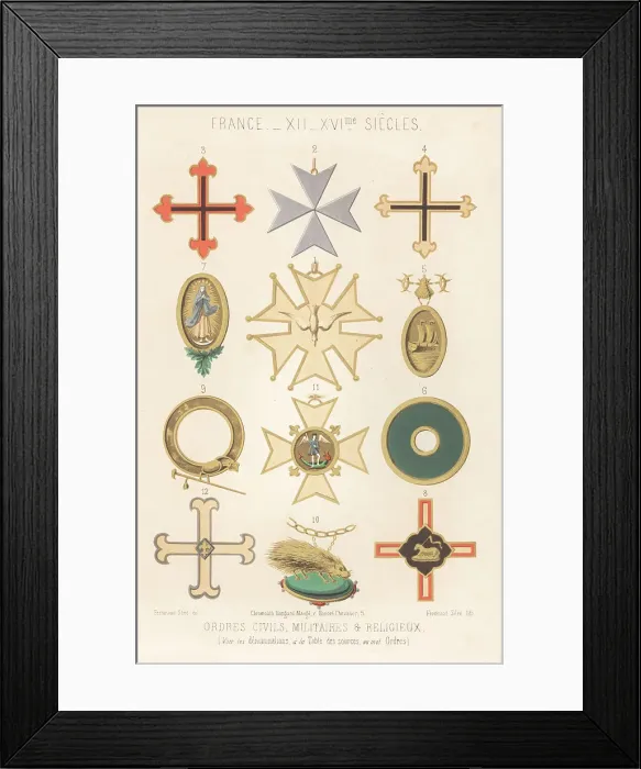 Framed Print : Crosses and badges of Orders of Chivalry Framed Print : Crosses and badges of Orders of Chivalry