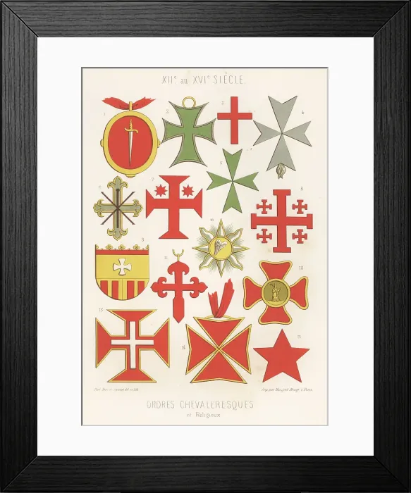 Framed Print : Crosses and badges of Orders of Chivalry Framed Print : Crosses and badges of Orders of Chivalry