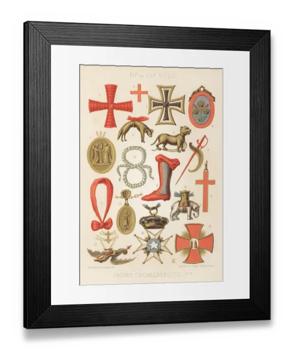 Framed Print : Crosses and badges of Orders of Chivalry, 12th to 16th century Framed Print : Crosses and badges of Orders of Chivalry, 12th to 16th century