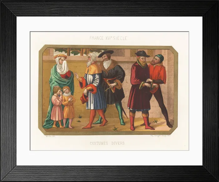 Framed Print : French costumes, 16th century Framed Print : French costumes, 16th century