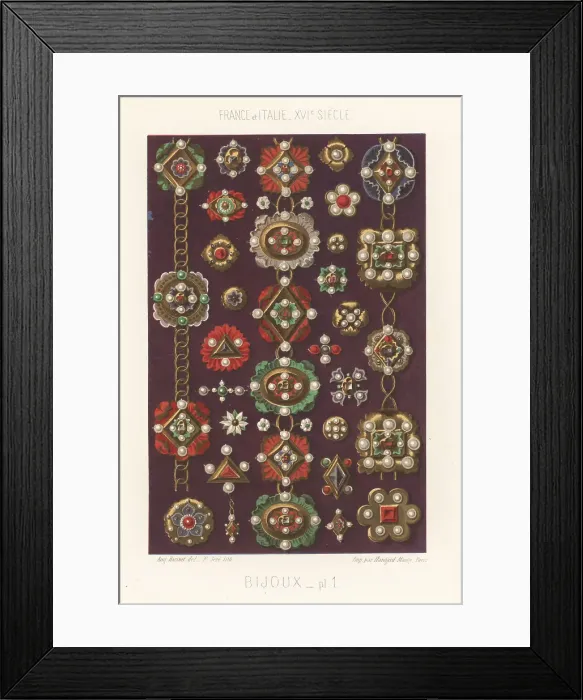 Framed Print : Examples of bracelets, France and Italy, 16th century Framed Print : Examples of bracelets, France and Italy, 16th century