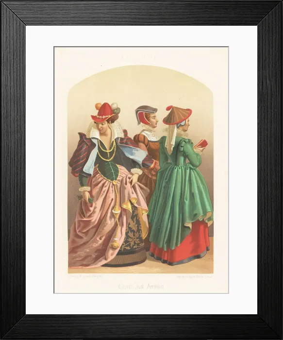 Framed Print : Fashionable women by Jost Ammon, 16th century Framed Print : Fashionable women by Jost Ammon, 16th century