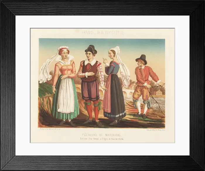 Framed Print : Ferryman and ferrywomen, France, 16th century Framed Print : Ferryman and ferrywomen, France, 16th century