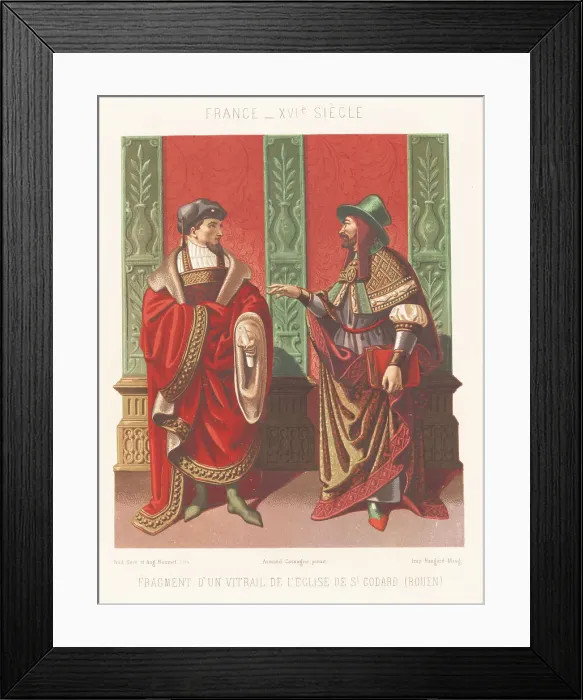 Framed Print : Noblemen from a stained-glass window, Rouen, 16th century Framed Print : Noblemen from a stained-glass window, Rouen, 16th century