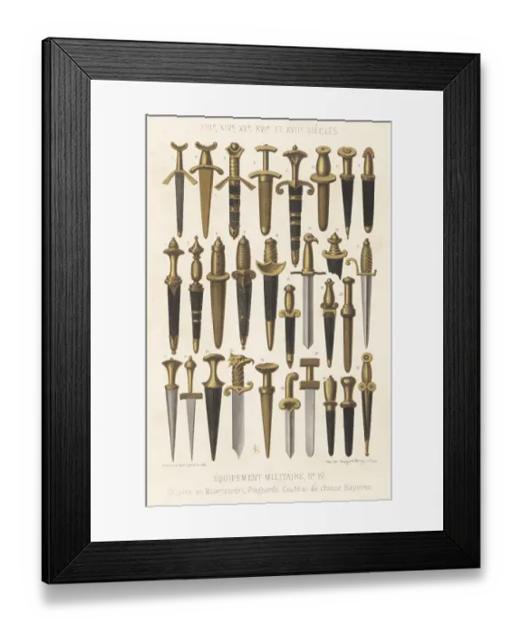 Framed Print : Military bladed weapons, 13th to 17th centuries Framed Print : Military bladed weapons, 13th to 17th centuries