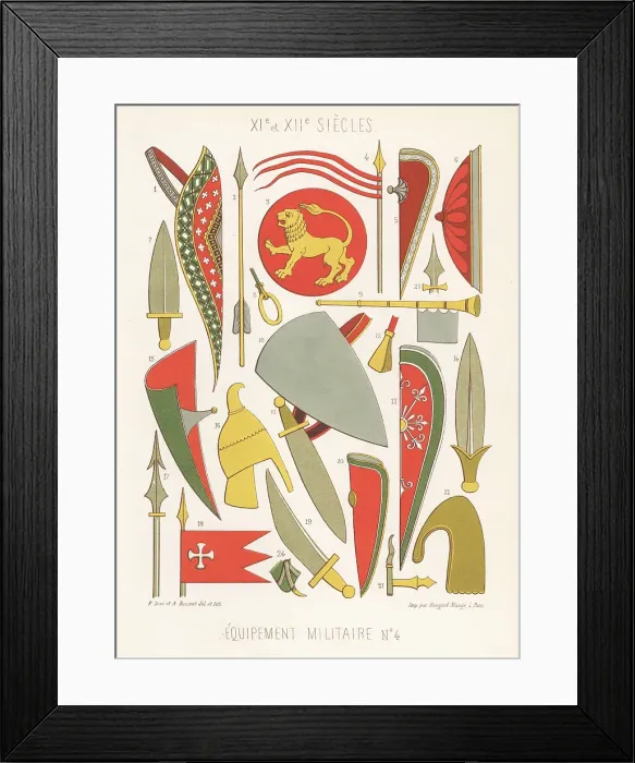 Framed Print : Military weapons, 11th and 12th centuries Framed Print : Military weapons, 11th and 12th centuries