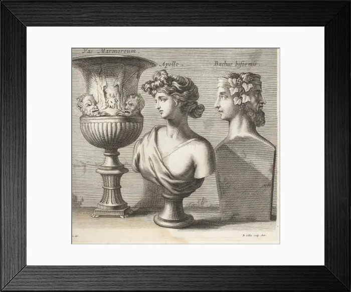 Framed Print : Busts of mythical gods Apollo and Bacchus