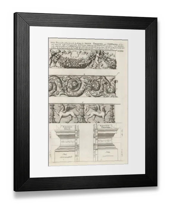 Framed Print : Frieze ornaments and pedestals in various architectural orders Framed Print : Frieze ornaments and pedestals in various architectural orders