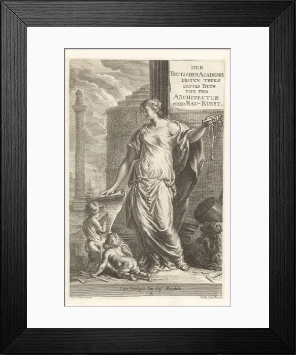 Framed Print : Allegorical frontispiece with personification of Architecture Framed Print : Allegorical frontispiece with personification of Architecture