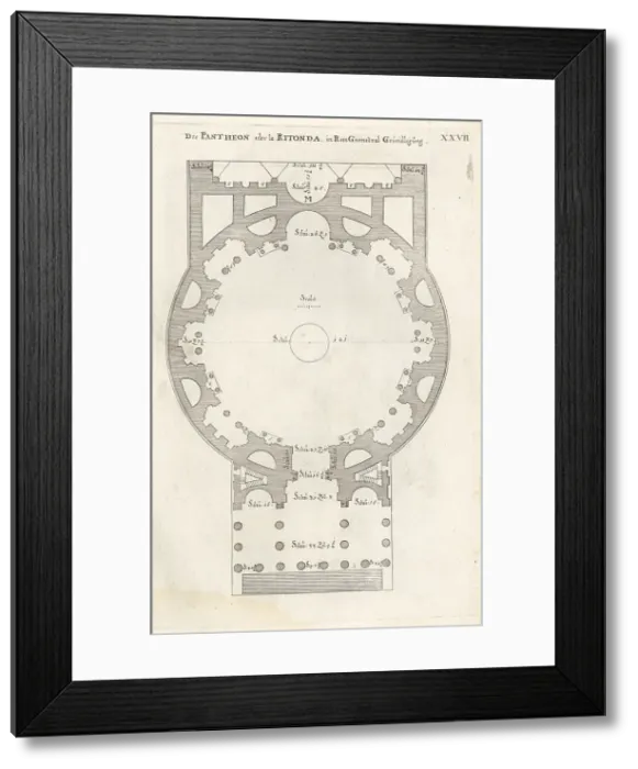 Framed Print : The ground plan of the Pantheon or La Ritonda, Rome