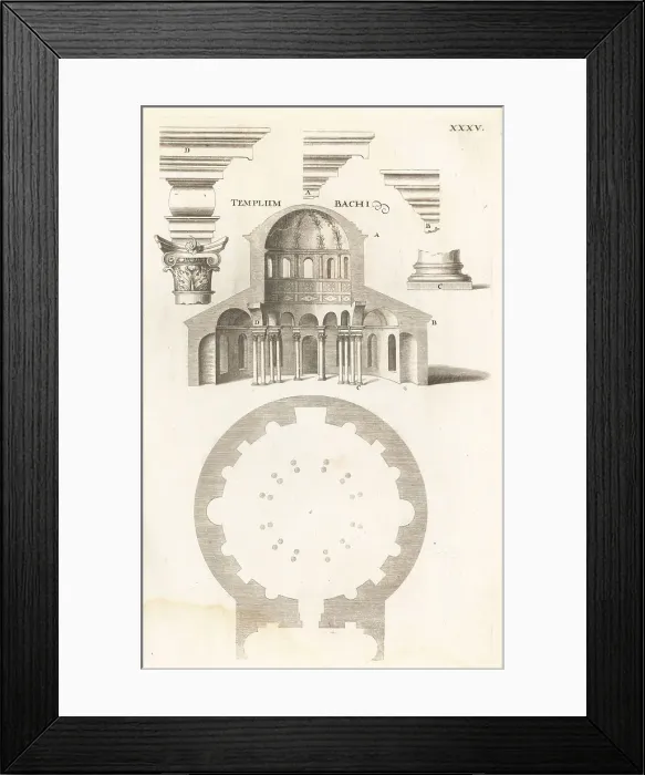 Framed Print : Plan and section of the dome of the Santa Costanza, Rome Framed Print : Plan and section of the dome of the Santa Costanza, Rome