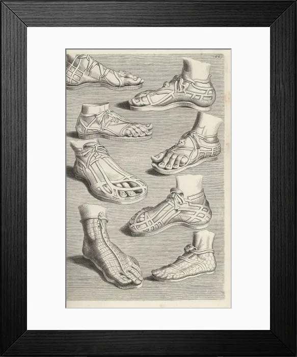Framed Print : Roman leather footwear and sandals