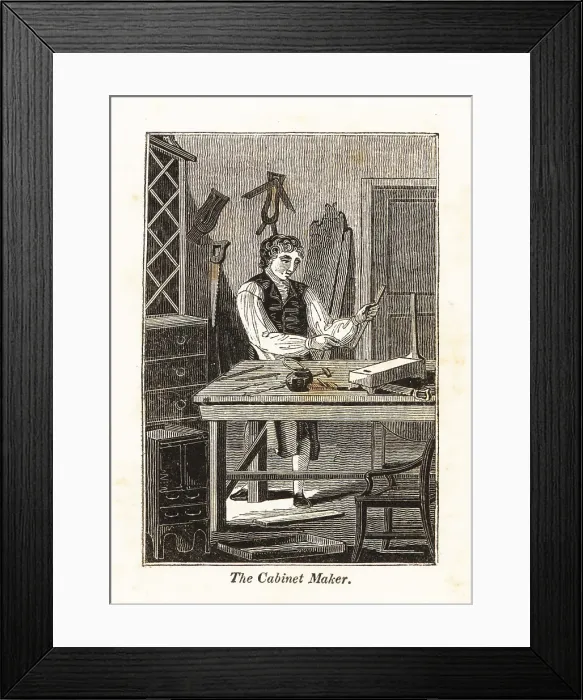 Framed Print : Regency cabinet maker in his workshop Framed Print : Regency cabinet maker in his workshop