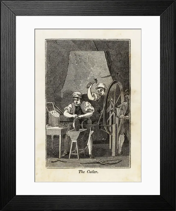 Framed Print : Cutlers making utensils in a workshop Framed Print : Cutlers making utensils in a workshop