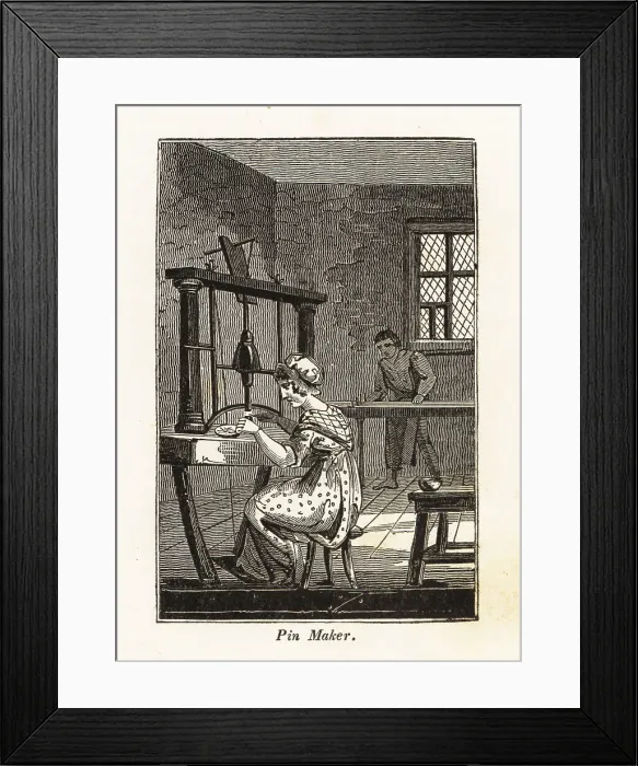 Framed Print : Pin-makers manufacturing pins in a workhouse Framed Print : Pin-makers manufacturing pins in a workhouse