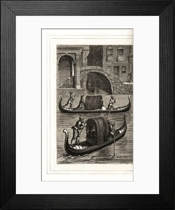 Framed Print : Gondolas on the canals of Venice, 16th century Framed Print : Gondolas on the canals of Venice, 16th century