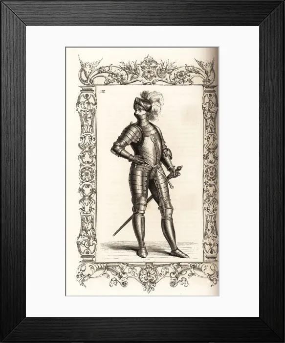 Framed Print : Italian cavalryman in full body armor, 16th century Framed Print : Italian cavalryman in full body armor, 16th century