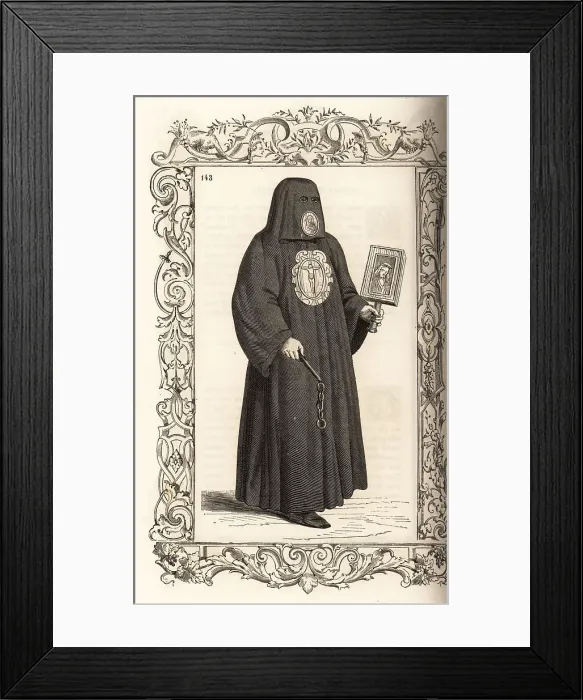 Framed Print : Venetian monk accompanying those condemned to death, 16th centur Framed Print : Venetian monk accompanying those condemned to death, 16th centur