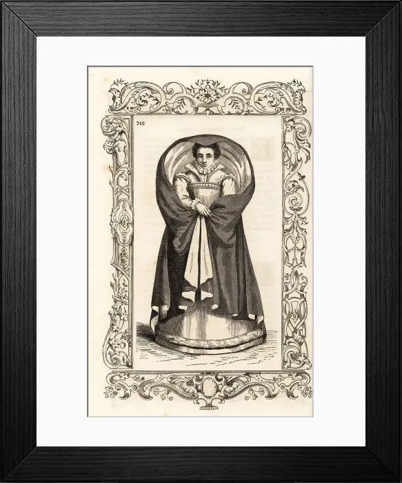 Framed Print : Noble woman of Brabant in hooped cloak, 16th century Framed Print : Noble woman of Brabant in hooped cloak, 16th century
