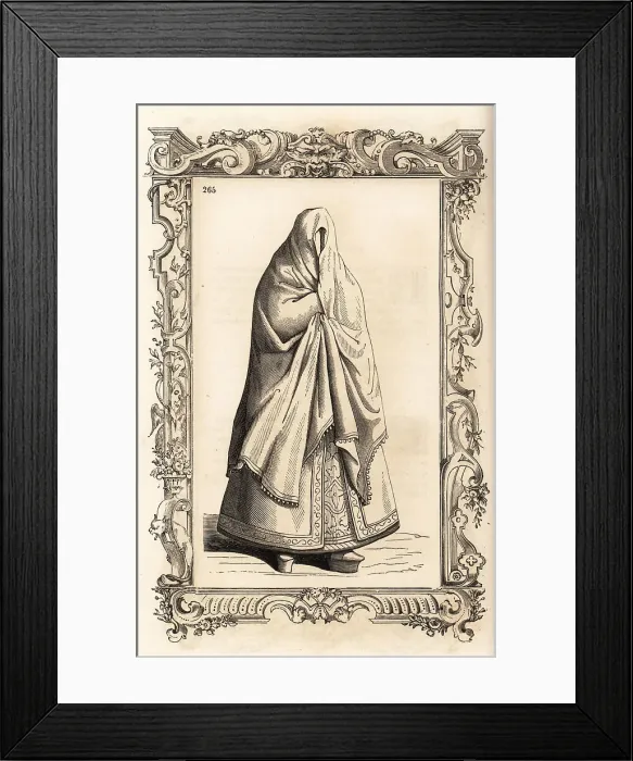 Framed Print : Costume of a young Spanish woman, 16th century Framed Print : Costume of a young Spanish woman, 16th century