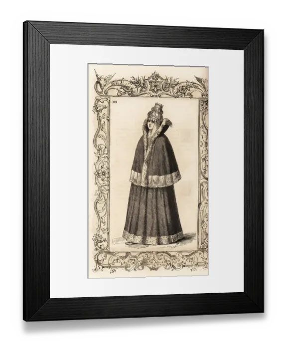 Framed Print : Costume of a bride of Lolland, Gotland, Oland, 16th century Framed Print : Costume of a bride of Lolland, Gotland, Oland, 16th century