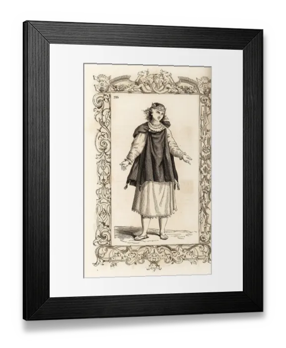 Framed Print : Costume of a bride of Lolland, 16th century Framed Print : Costume of a bride of Lolland, 16th century