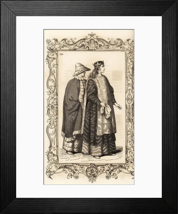 Framed Print : Costume of a Goth woman, 16th century