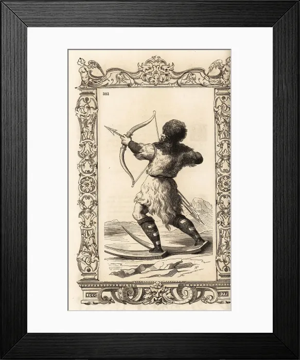 Framed Print : Man of the Fenni people or Screrefennae (skiing Finns) Framed Print : Man of the Fenni people or Screrefennae (skiing Finns)