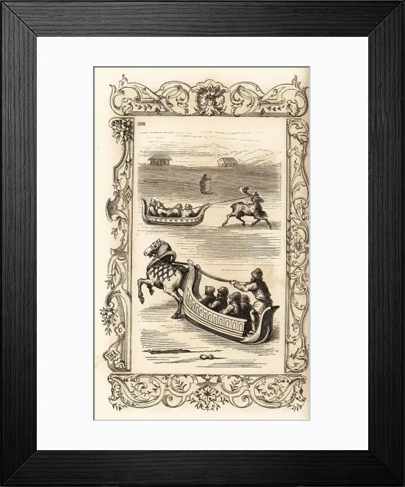 Framed Print : Carriages (sledges) for travel in the Far North, 16th century Framed Print : Carriages (sledges) for travel in the Far North, 16th century