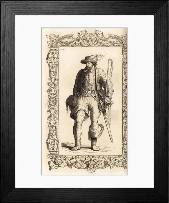 Framed Print : Costume of a German waggoner, 16th century